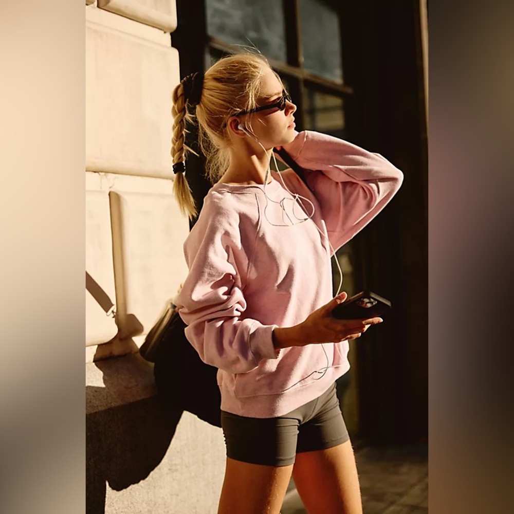 NWT Free People Movement For The Win Pullover In Candy Pink Heather - Picture 3 of 10